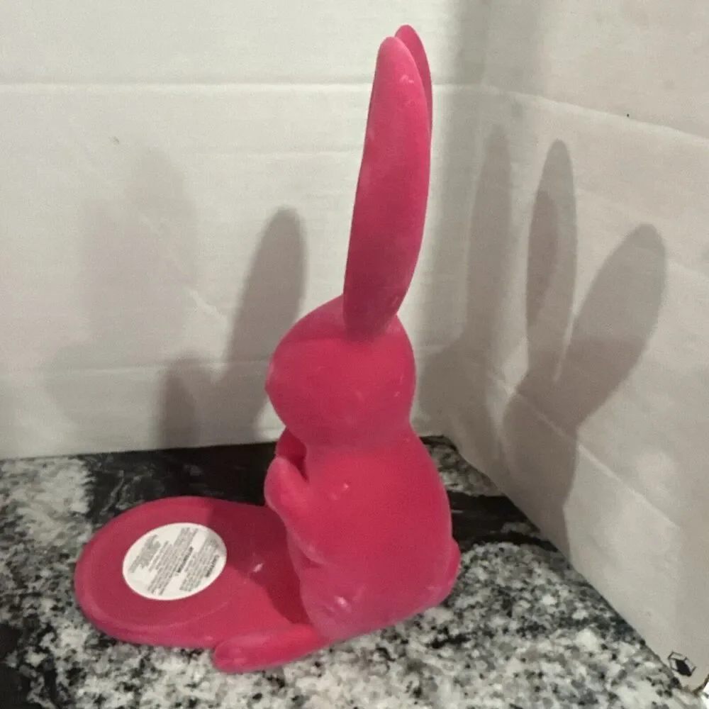 Bath & Body Works Bunny Rabbit Flocked Pink 3 Wick Candle Holder